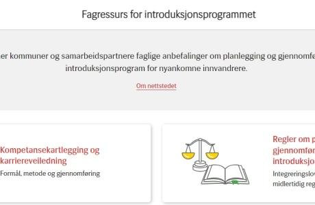 Foto nettside om fagressurs for introduksjonsprogrammet
